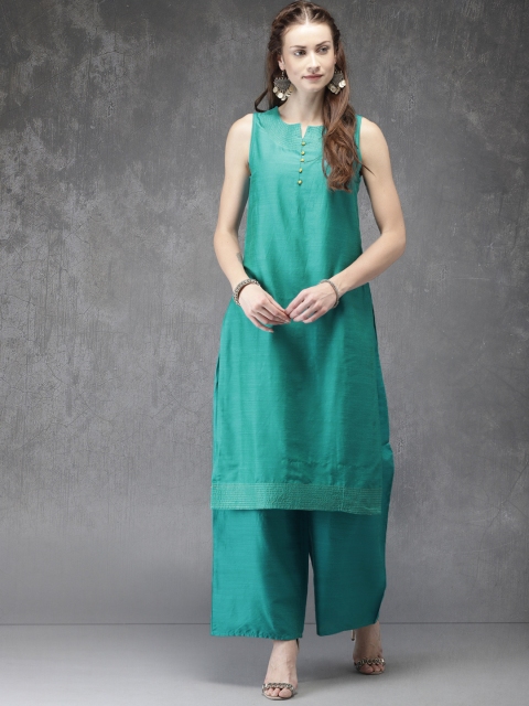 

Anouk Women Teal Blue Solid Kurta with Palazzos