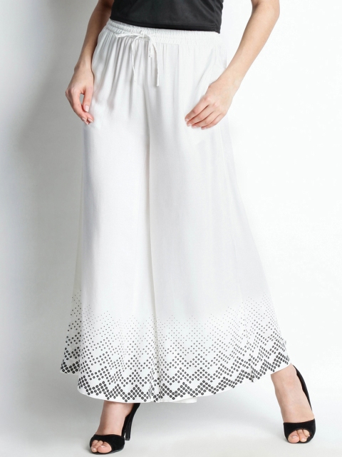 

RANGMANCH BY PANTALOONS Women White & Black Printed Flared Palazzos