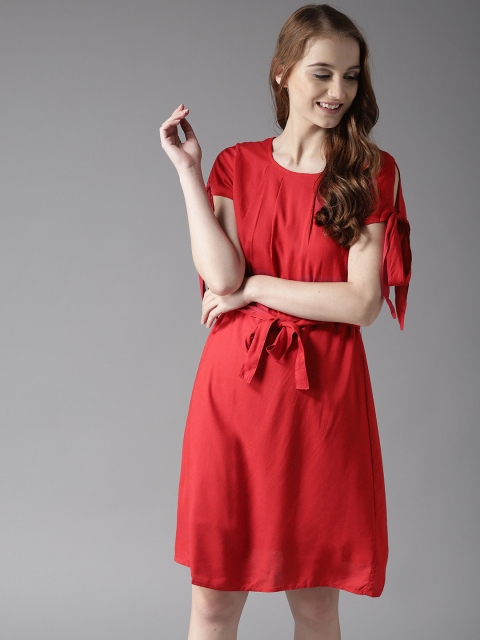 

HERE&NOW Women Red Solid A-Line Dress