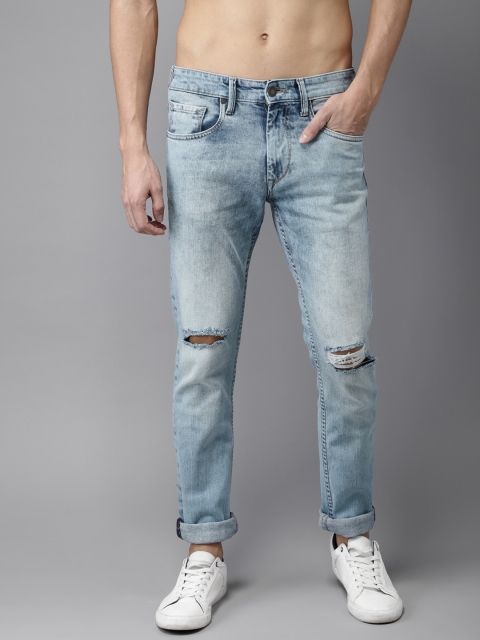 

Moda Rapido Men Blue Slim Fit Mid-Rise Slash Knee Stretchable Jeans