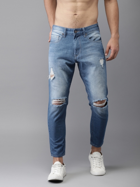 

Moda Rapido Men Blue Slim Fit Mid-Rise Slash Knee Stretchable Cropped Jeans