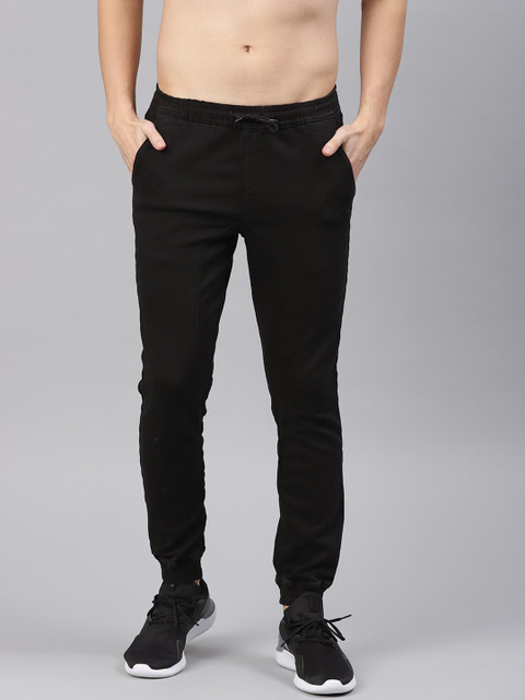 

HRX by Hrithik Roshan Men Black Slim Fit Mid-Rise Clean Look Stretchable Jogger Jeans