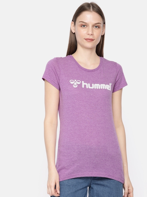 

hummel Women Lavender Solid Round Neck T-shirt