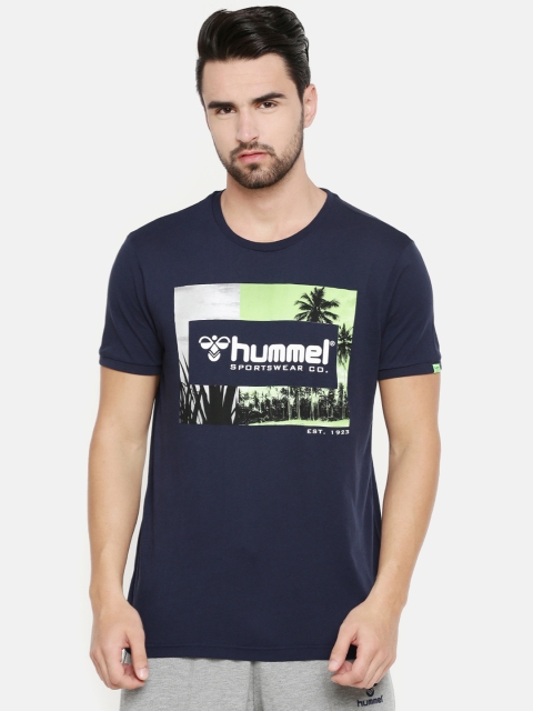 

hummel Men Navy Blue Printed Round Neck T-shirt