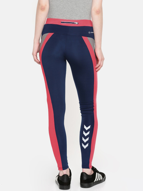 

hummel Women Navy Blue DELMA Solid DRY-ZONE Training Tights