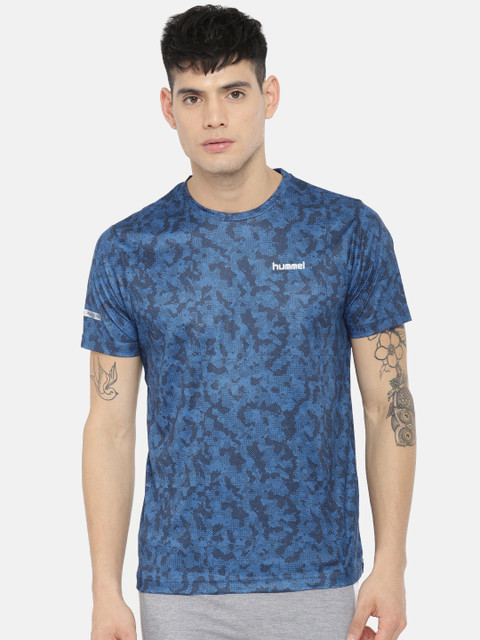 

hummel Blue Printed DRY ZONE Round Neck T-shirt