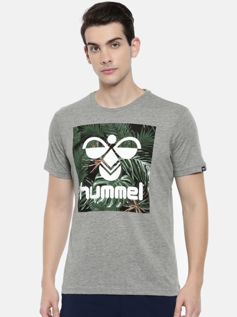 

hummel Men Grey Printed Round Neck ALLY T-shirt