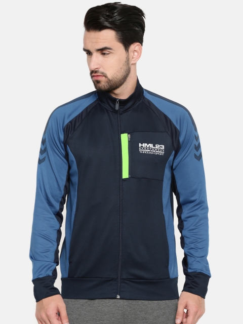 

hummel Men Navy Solid Sporty Jacket, Navy blue