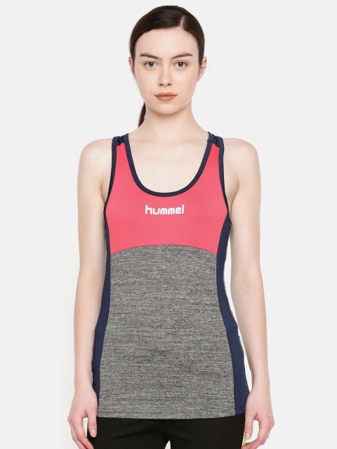 

hummel Women Grey & Pink Colourblocked Tank Top