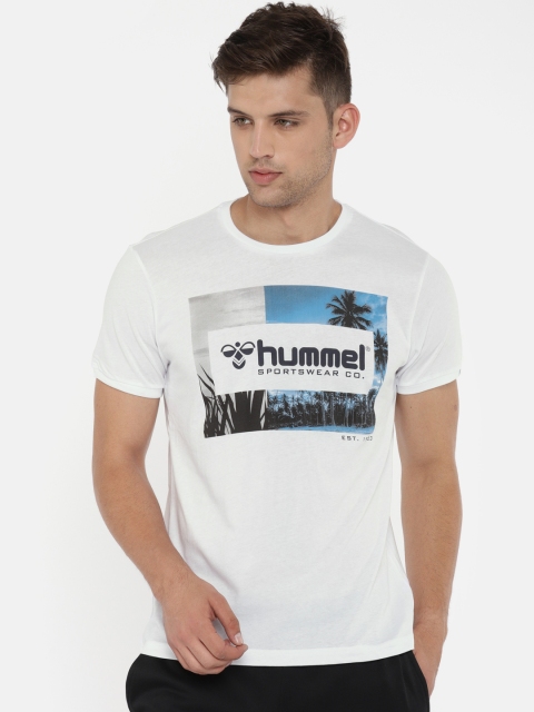 

hummel Men White Printed Round Neck T-shirt
