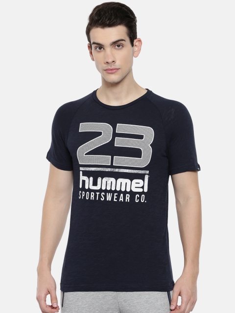

hummel Men Navy Blue Printed Round Neck T-shirt