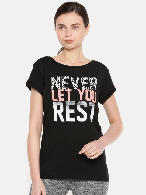 

hummel Women Black Printed Round Neck T-shirt