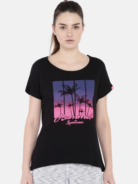 

hummel Women Black Printed Round Neck T-shirt