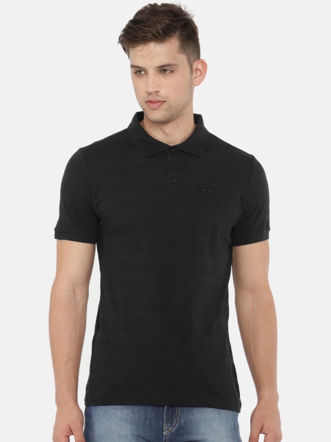 

hummel Men Black Solid Polo Collar T-shirt