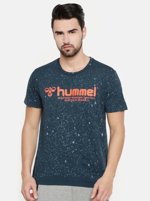 

hummel Men Navy Blue Printed Round Neck T-shirt