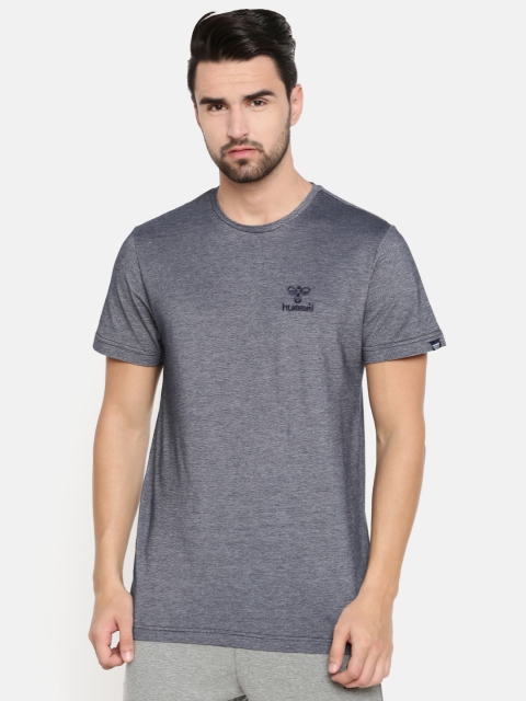 

hummel Men Navy Blue Solid Round Neck T-shirt