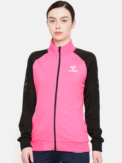 

hummel Women Pink Solid Sporty Jacket