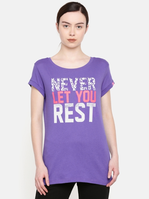 

hummel Women Purple Printed Round Neck T-shirt