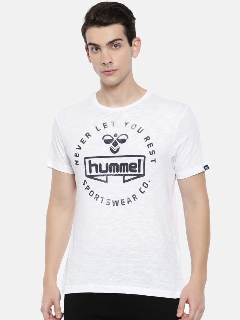 

hummel Men White Printed Round Neck T-shirt