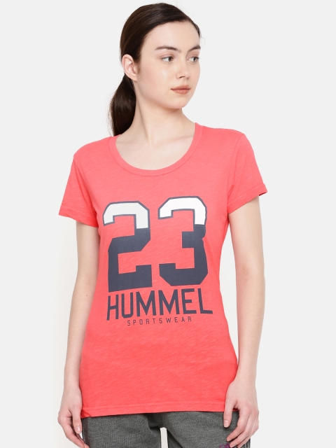 

hummel Women Pink Printed Round Neck T-shirt