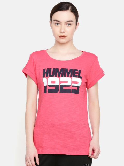 

hummel Women Pink Printed Round Neck T-shirt