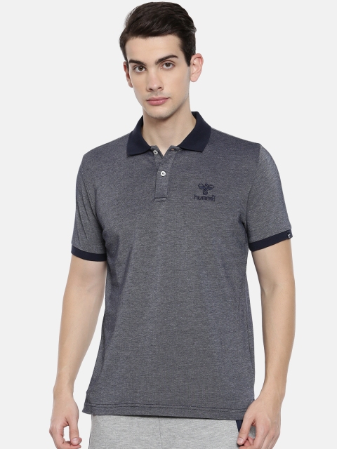 

hummel Men Navy Blue Solid Polo Collar T-shirt