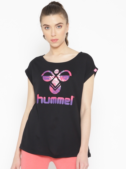 

hummel Women Black Printed Round Neck T-shirt