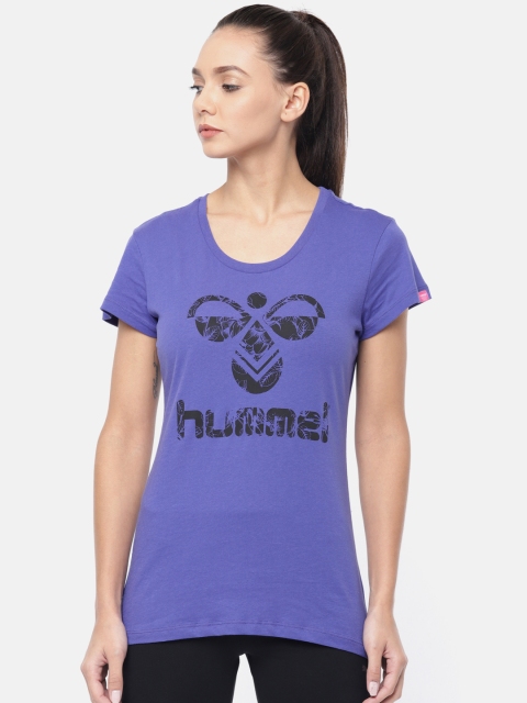 

hummel Women Blue Printed Round Neck T-shirt