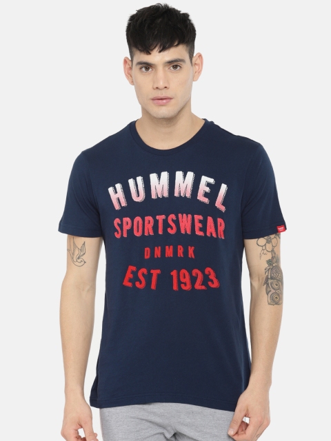 

hummel Navy Printed Round Neck T-shirt, Navy blue