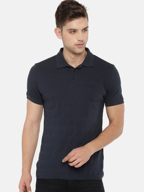 

hummel Navy Solid Polo Collar T-shirt, Navy blue