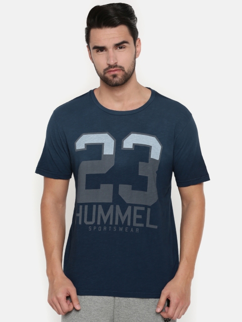 

hummel Men Navy Blue Printed Round Neck T-shirt