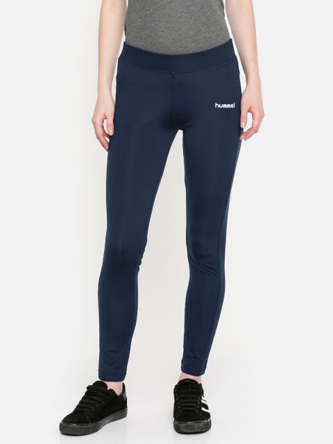 

hummel Women Navy Blue Solid HELITA Training Tights