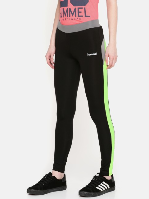 

hummel Women Black DELMA Solid DRY-ZONE Training Tights