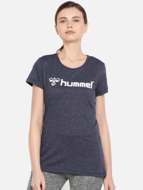

hummel Women Navy Printed Round Neck T-shirt, Navy blue