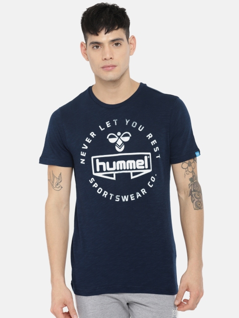 

hummel Navy Printed Round Neck T-shirt, Navy blue