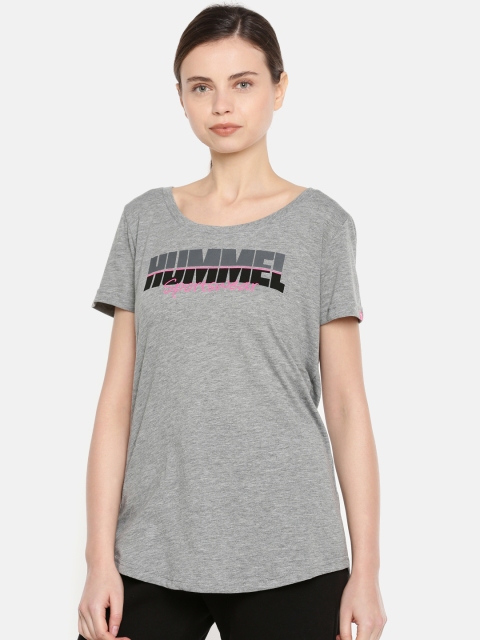 

hummel Women Grey Printed Round Neck T-shirt