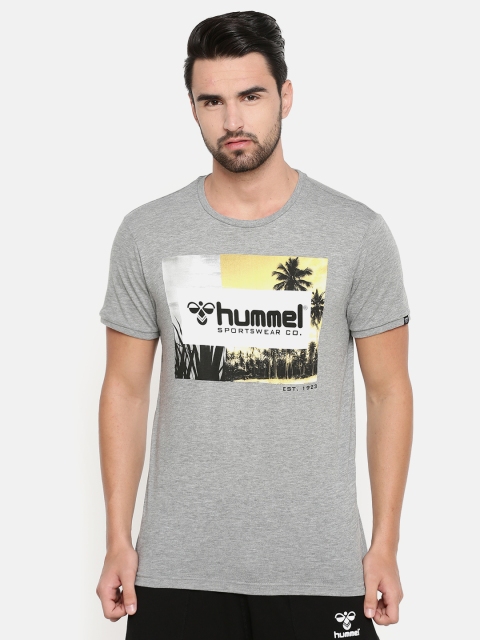 

hummel Men Grey Printed Round Neck T-shirt