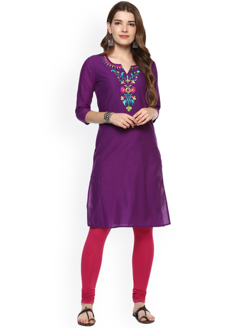 

rangeelo rajasthan Women Purple Embroidered Straight Kurta
