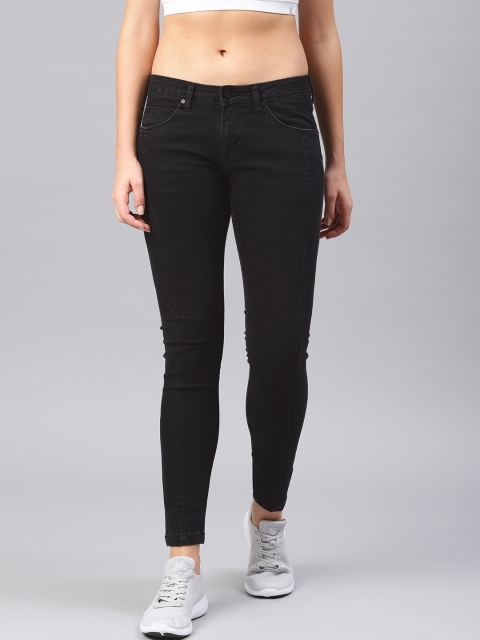 

HRX by Hrithik Roshan Women Black Skinny Fit Mid-Rise Clean Look Stretchable Jeans
