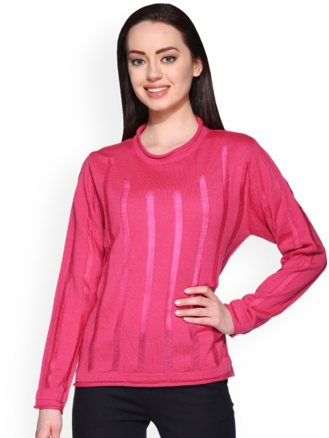 

Club York Women Pink Self Design Pullover