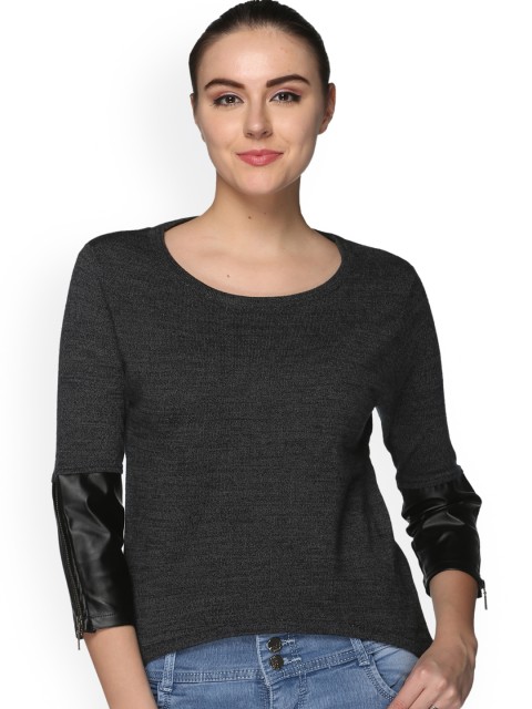 

Club York Women Charcoal Solid Pullover