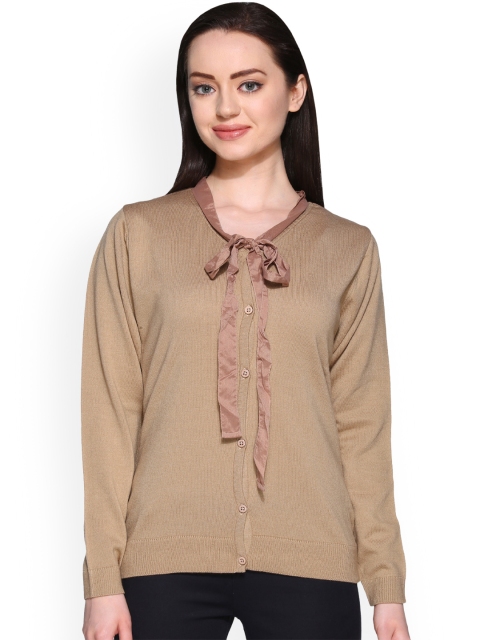 

Club York Women Beige Solid Cardigan