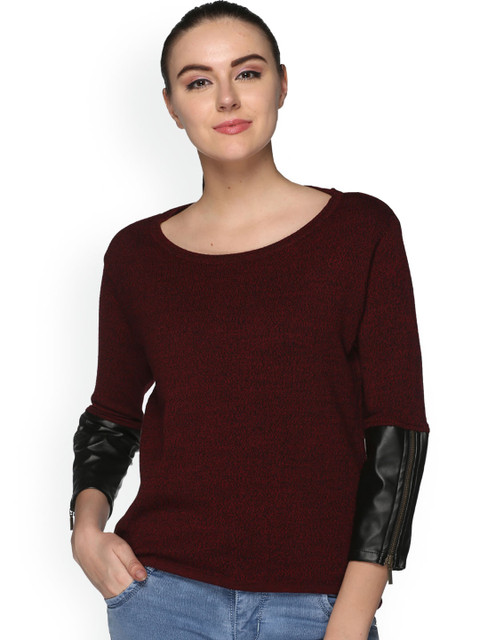 

Club York Women Maroon Solid Pullover