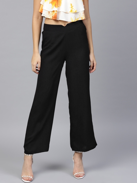 

SASSAFRAS Women Black Loose Fit Solid Trousers