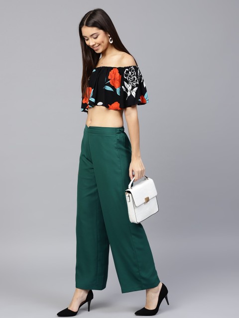 

SASSAFRAS Women Green Loose Fit Solid Trousers