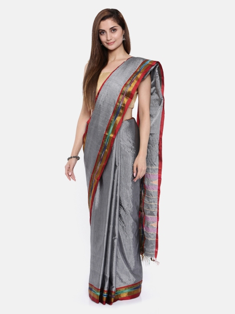 

Pavechas Grey Pure Cotton Solid Venkatgiri Saree