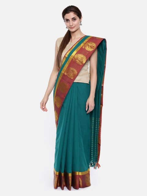 

Pavechas Green Pure Cotton Solid Venkatgiri Saree