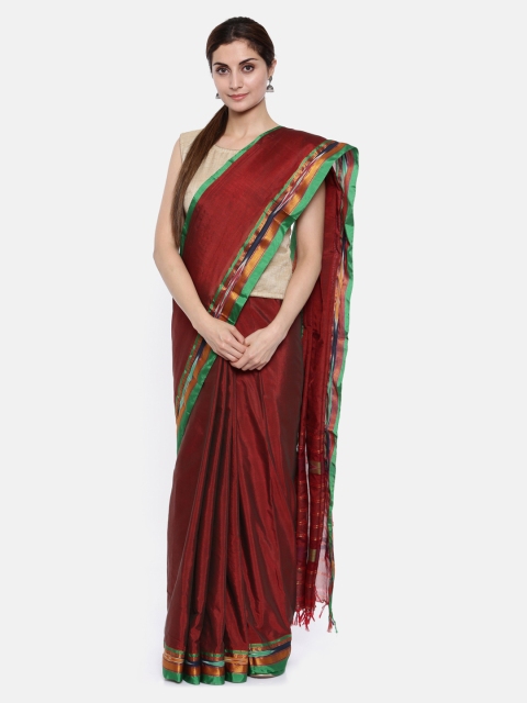 

Pavechas Maroon Pure Cotton Solid Venkatgiri Saree