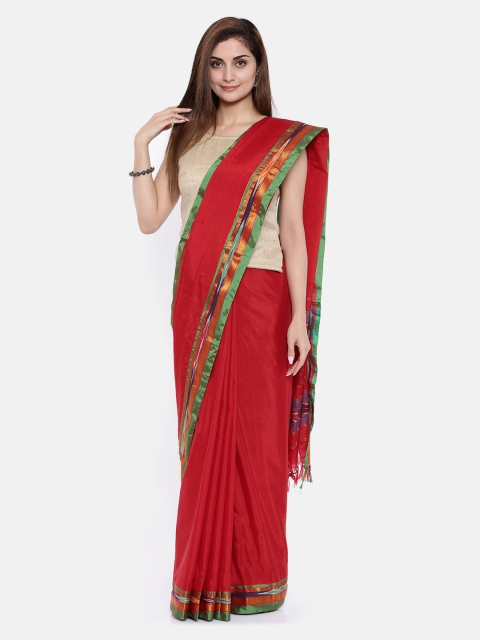 

KALINI Red Pure Cotton Solid Venkatgiri Saree