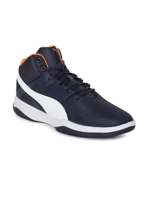 

Puma Men Navy Blue Solid Rebound Street BSK IDP Mid-Top Sneakers